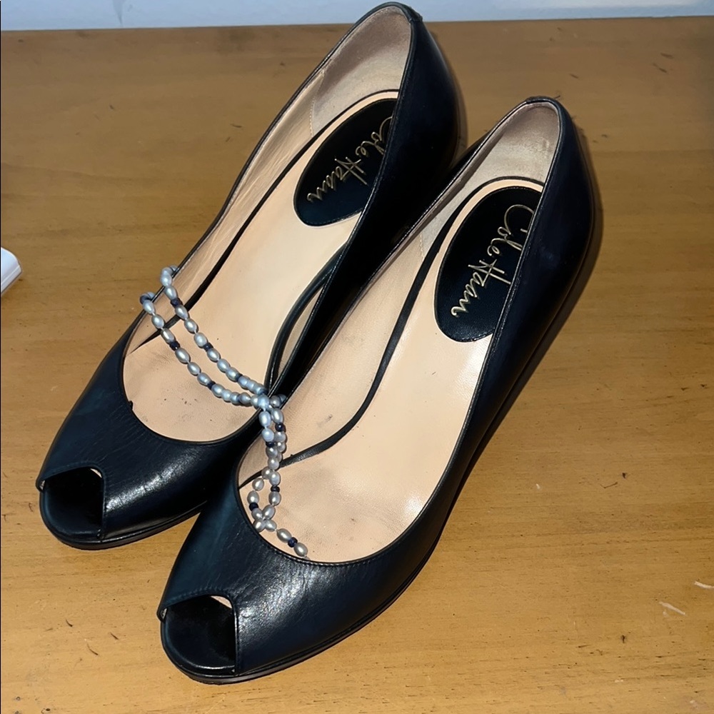 Cole Haan Black Peep Toe Women's Shoes